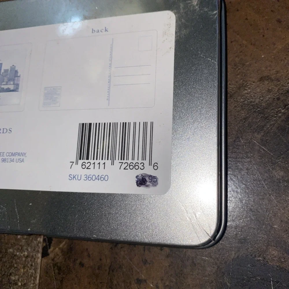 Starbucks Seattle Set of 10 Postcards &‎ Pen in a Decorative Tin, Sealed